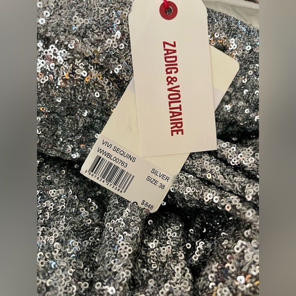 Zadig & Voltaire | Vivi Sequin Blazer in Silver | Party Jacket | Women’s 38 (M) - Picture 6 of 8